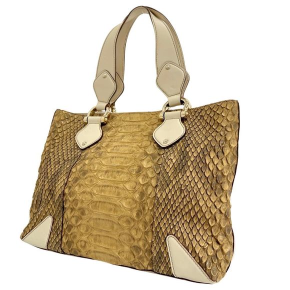 GUCCI Handbag Python x Leather Brown Button - Picture 2 of 8